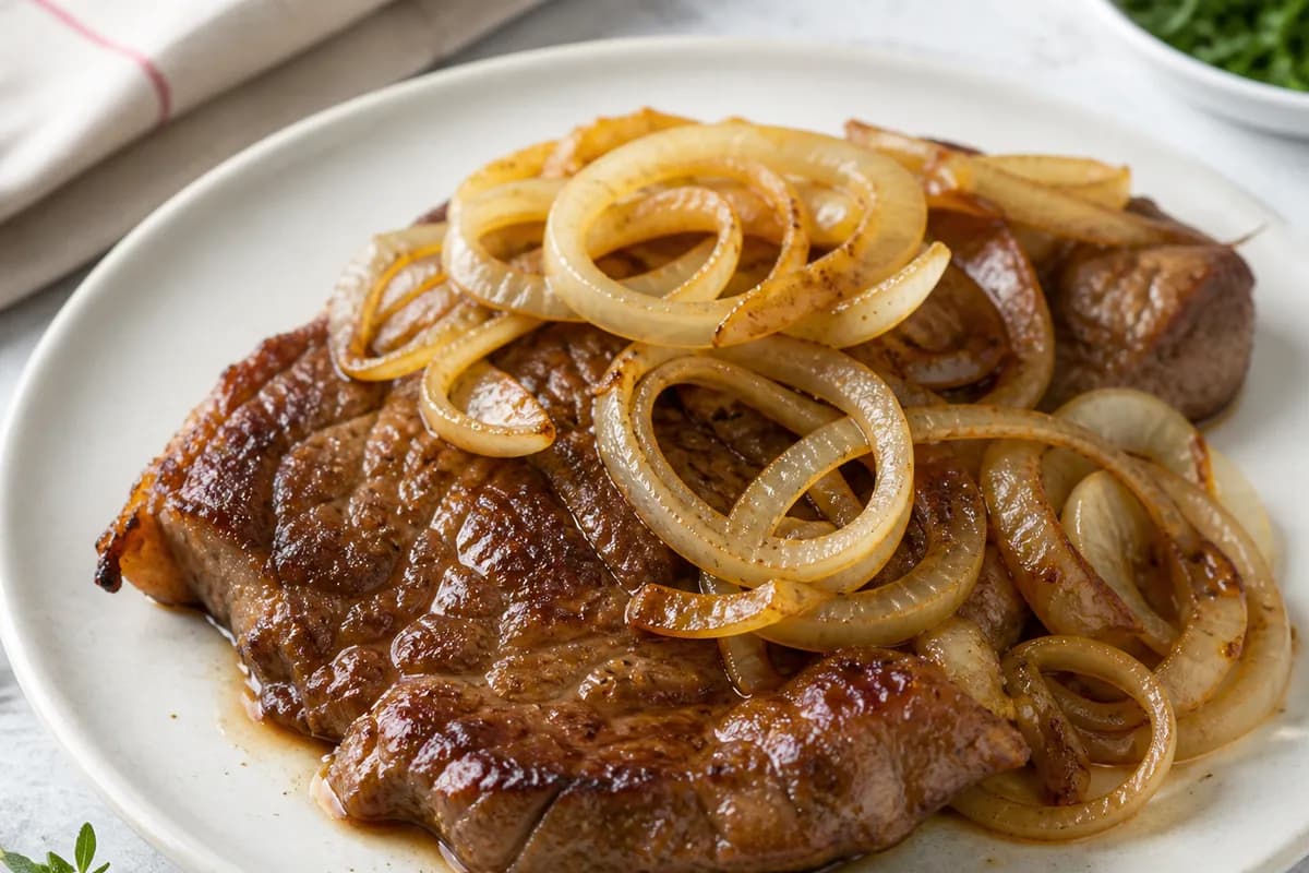 Foto ilustrativa da receita Bife Acebolado