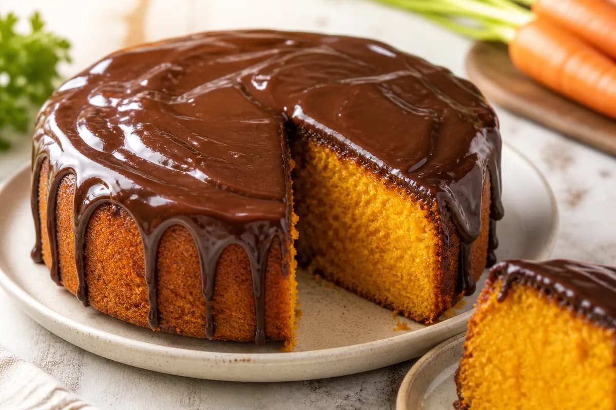 Foto ilustrativa da receita Bolo de Cenoura com Cobertura