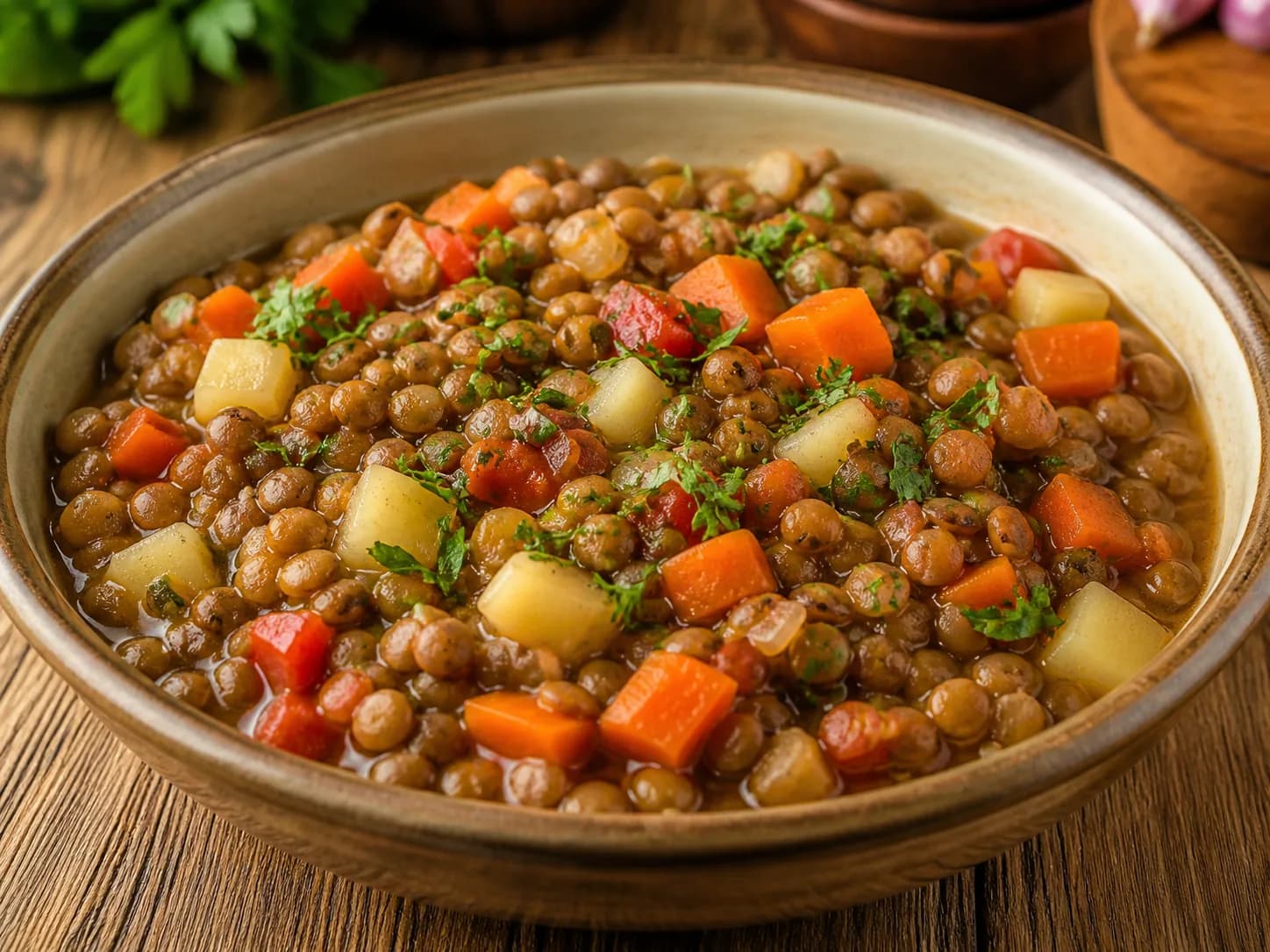 Foto ilustrativa da receita Lentilha com Legumes