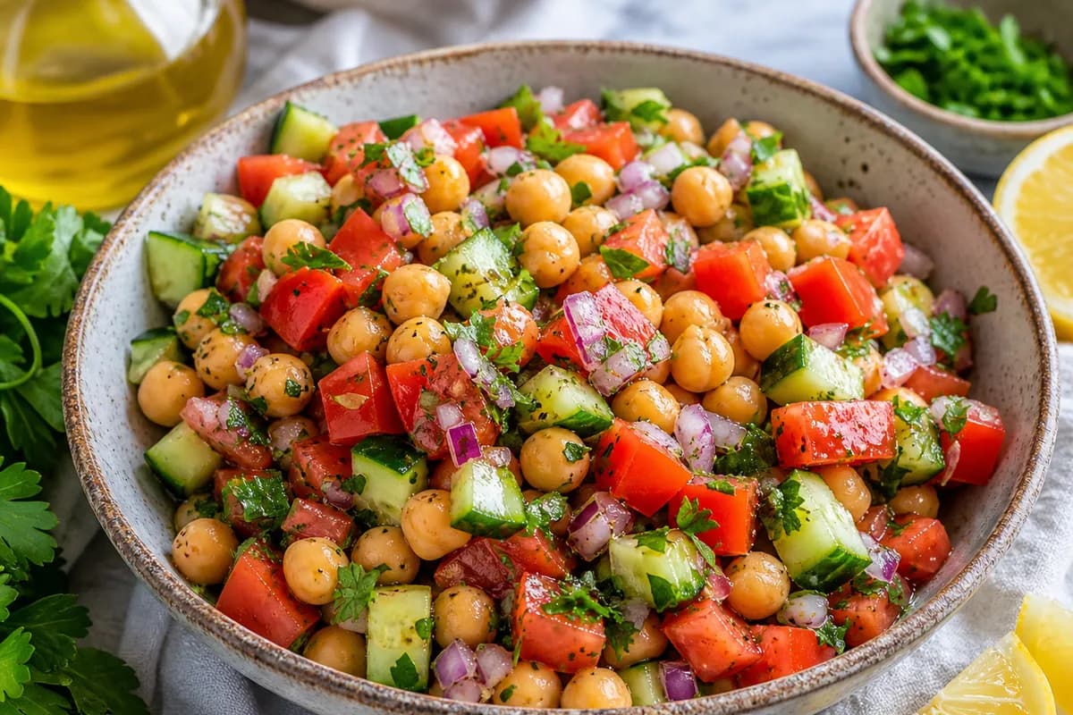 Foto ilustrativa da receita Salada de Grão-de-Bico