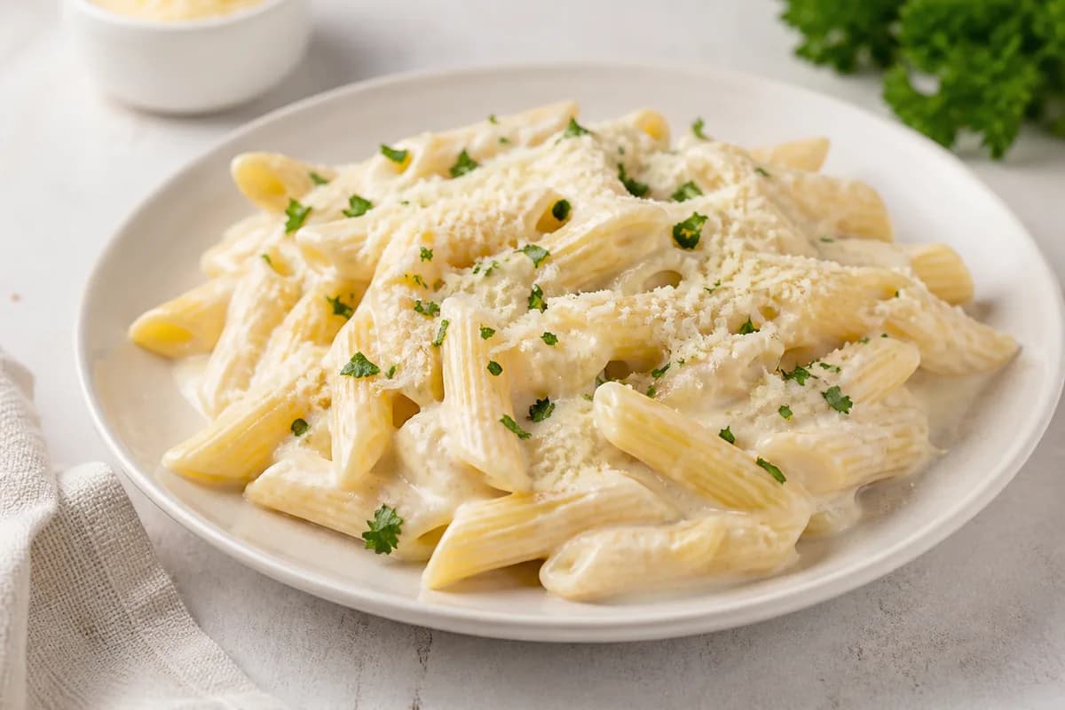 Foto ilustrativa da receita Penne ao Molho Branco